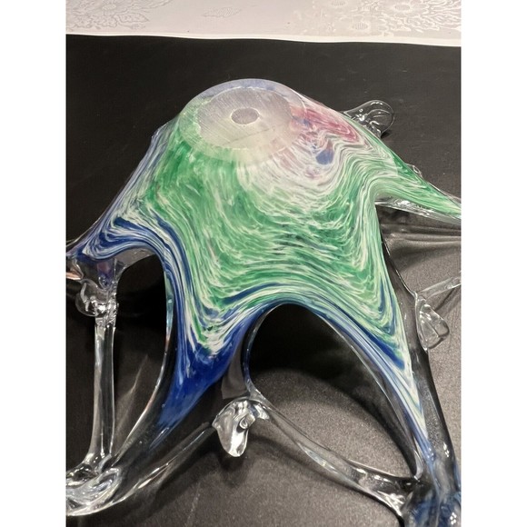 2 ~ Murano Art Glass Bowls Abstract Sculptures Blue Green Swirl Original Sticker - Picture 10 of 16